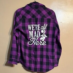 Disney Purple and Black Checkered Women's Shirt